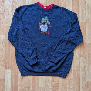 Vintage Blue Three Snowmen Ugly Christmas Sweater